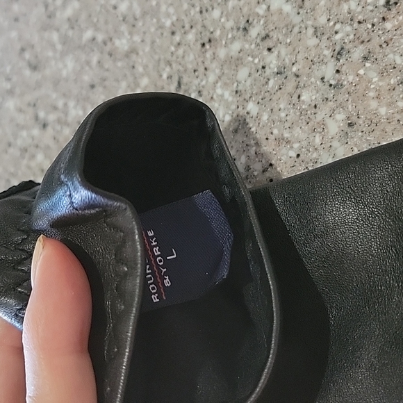 Men's NEW genuine leather gloves Size Large, black, lined, Roundtree Yorke. - Picture 3 of 3